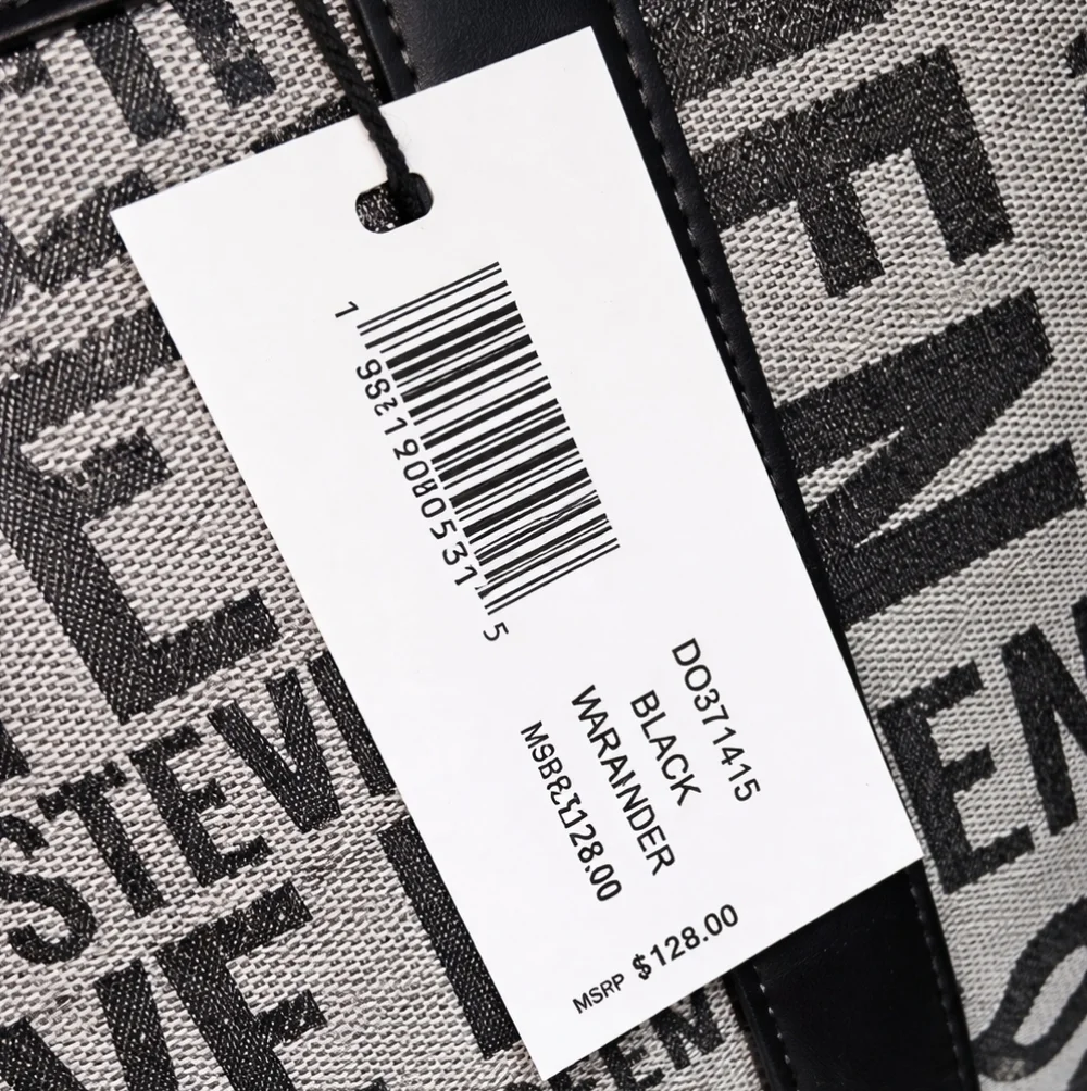 🆕️Steve Madden Baramina Weekender Duffle Bag Black White Travel Tote + Pouch